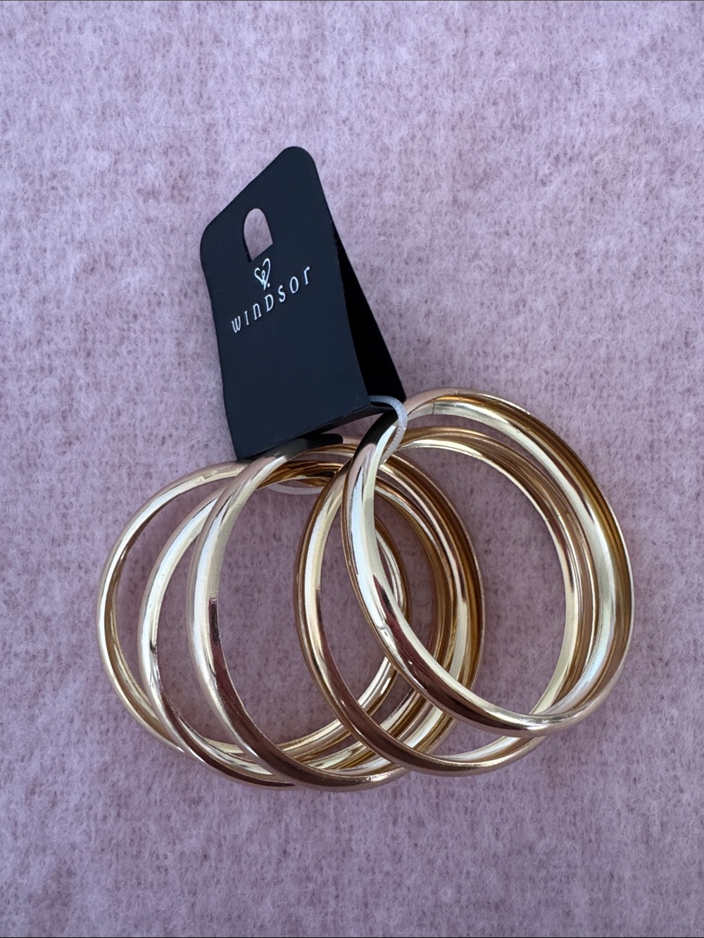 Windsor Shiny Gold Bangle Bracelet Set - 5 Pieces
